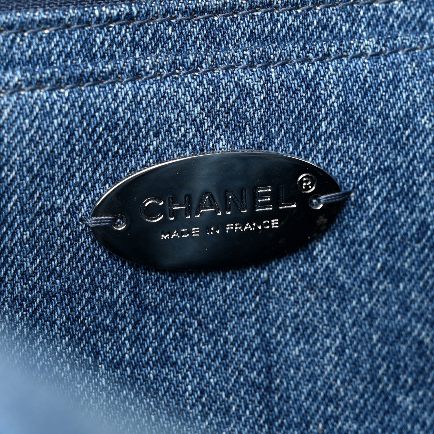 Chanel Denim Quilted CC Print Jumbo Single Flap Blue 6 of 10