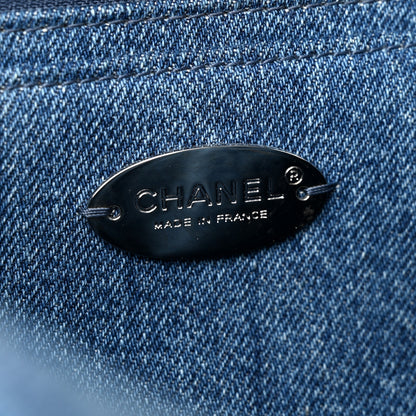 Chanel Denim Quilted CC Print Jumbo Single Flap Blue 6 of 10