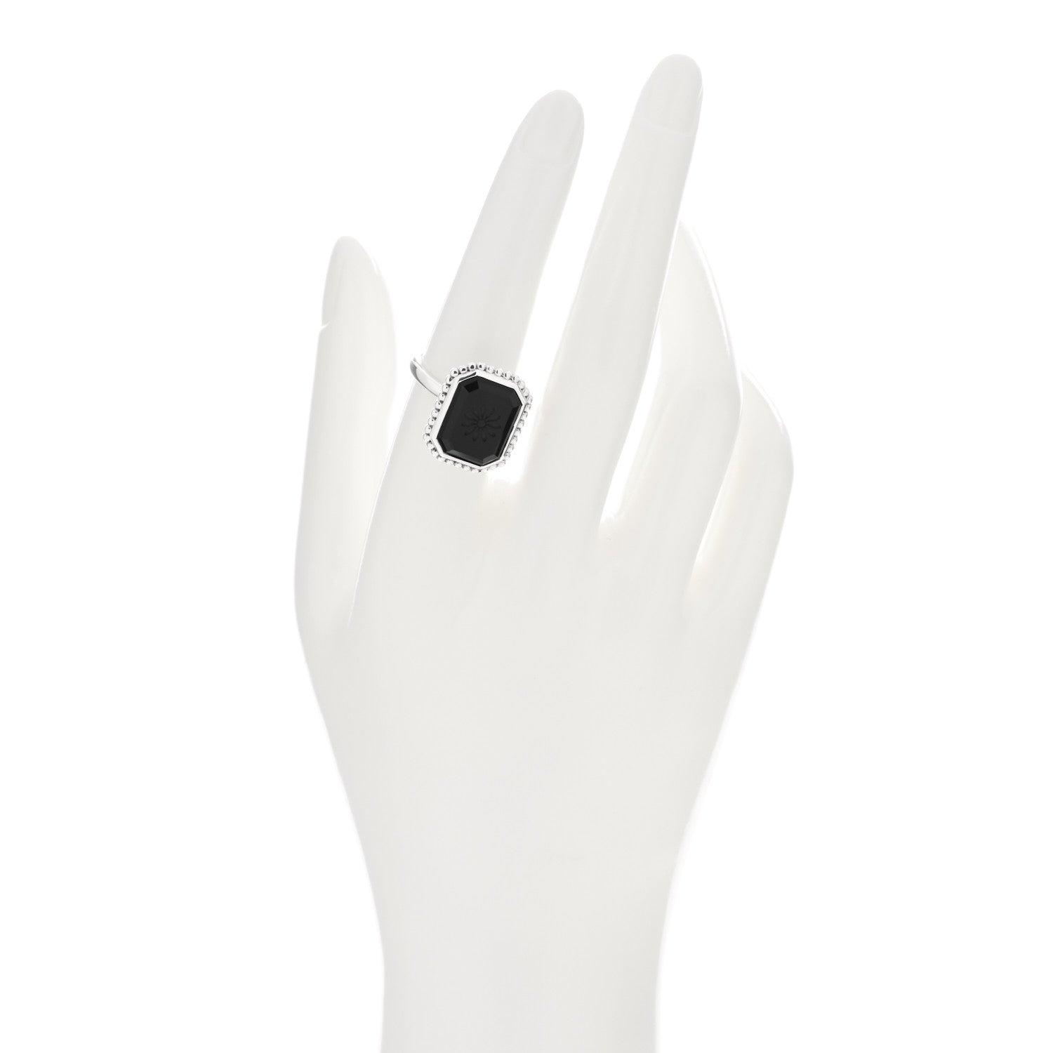 Tiffany Sterling Silver Black Onyx Ziegfeld Daisy Ring 55 7.25 2 of 4