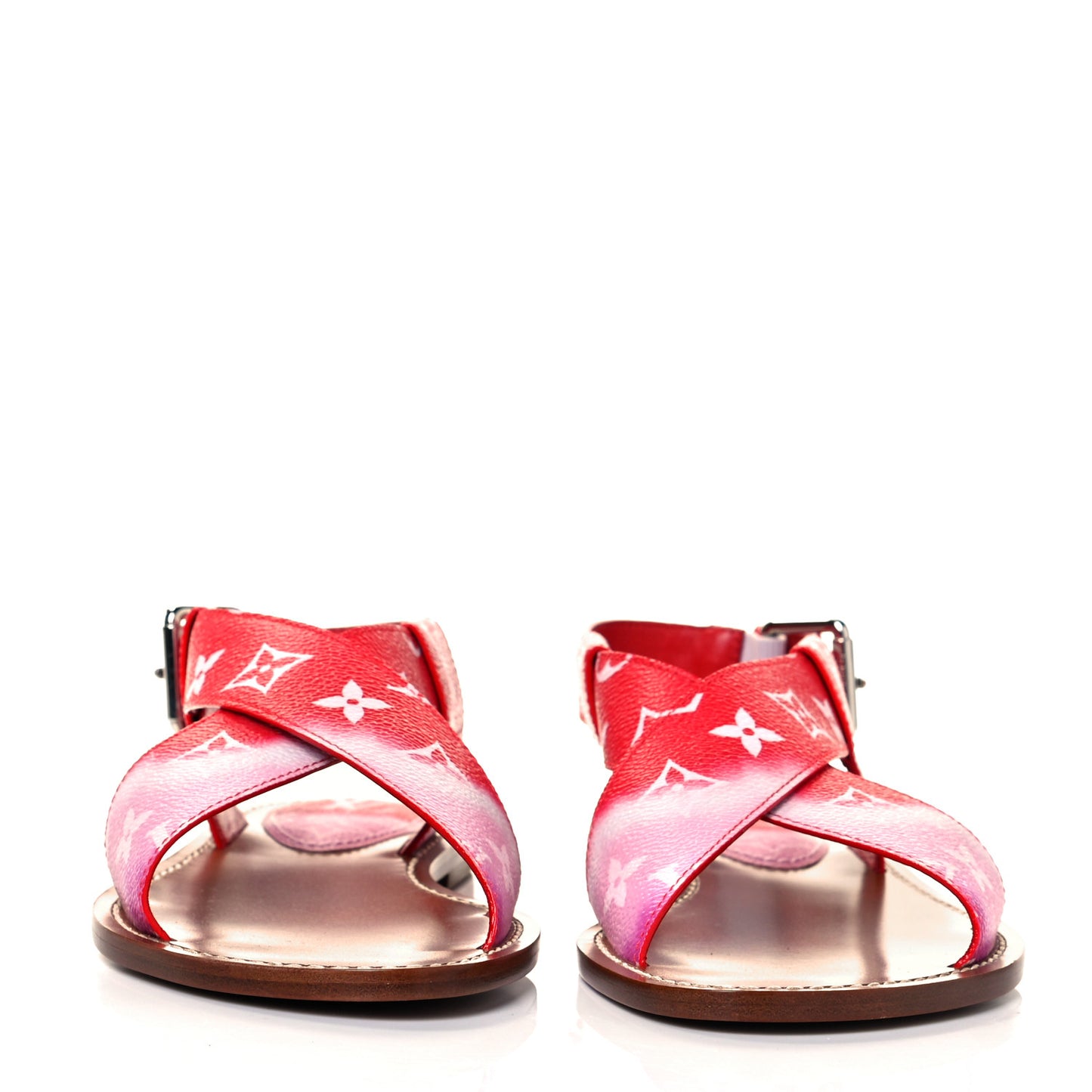 Monogram Escale Palma Flat Sandals 37.5 Rouge
