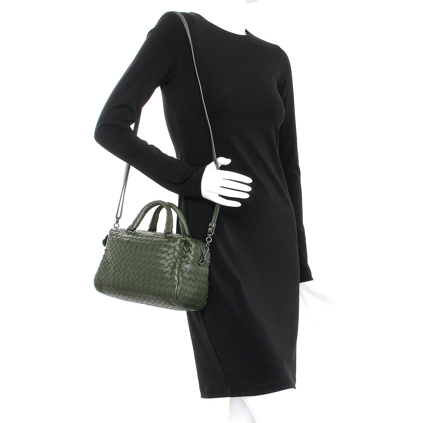Nappa Intrecciato Top Handle Bag Moss