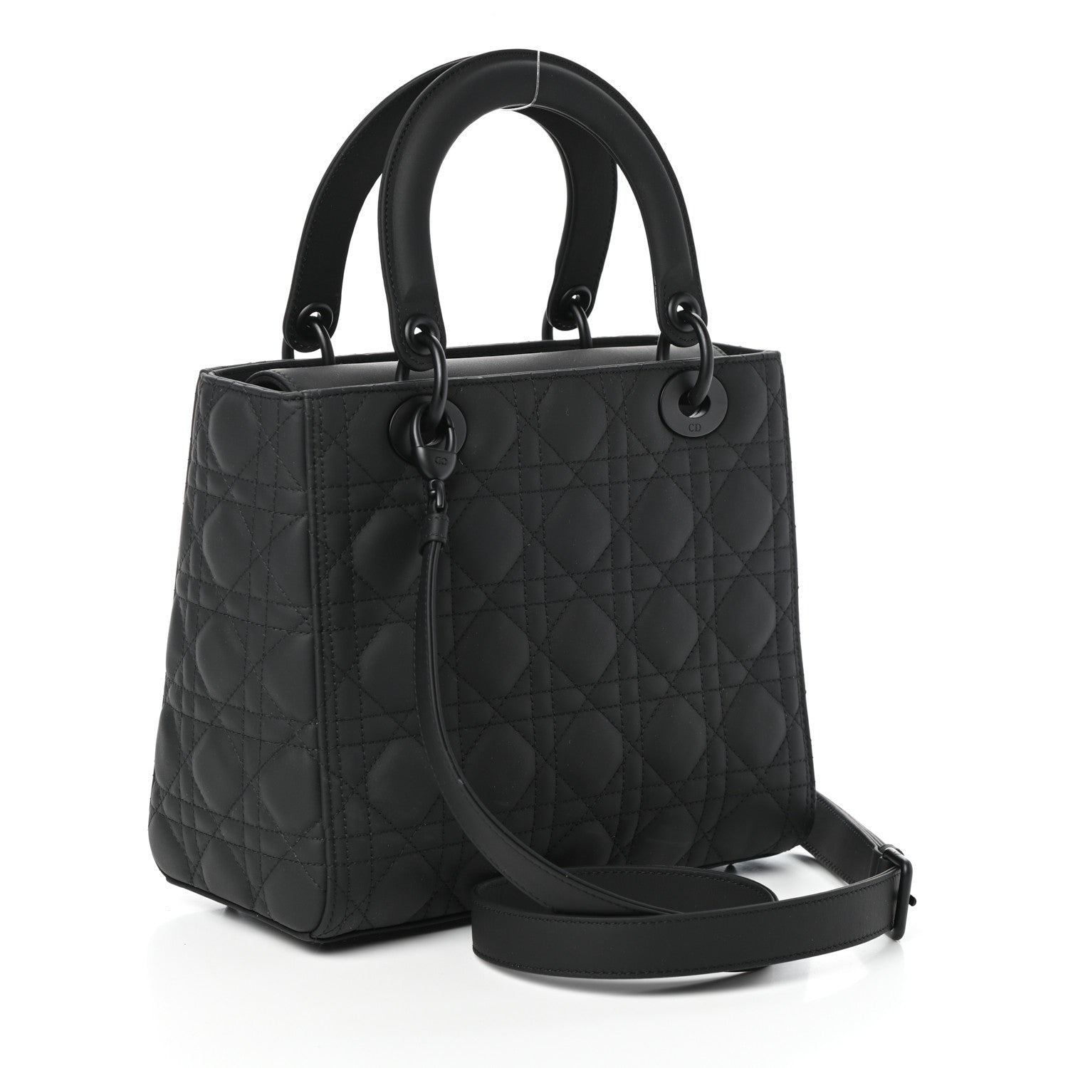 Christian Dior Ultra Matte Calfskin Cannage Medium Lady Dior Black 3 of 9