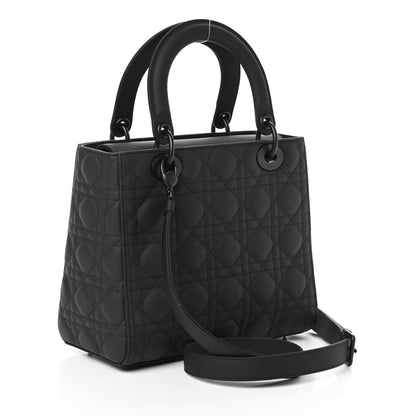 Christian Dior Ultra Matte Calfskin Cannage Medium Lady Dior Black 3 of 9