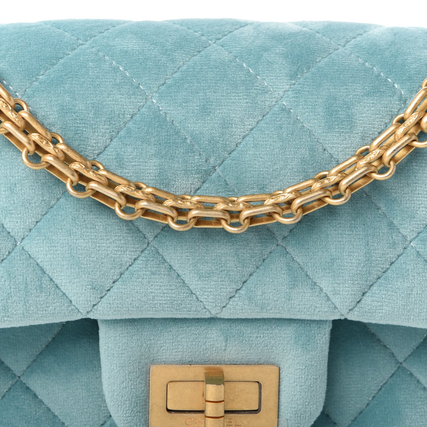 Velvet Quilted Mini 2.55 Reissue Flap Light Blue