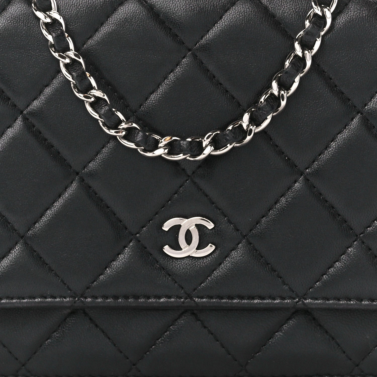 Chanel Lambskin Quilted Wallet On Chain WOC Black 9 of 11