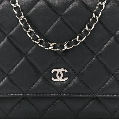 Chanel Lambskin Quilted Wallet On Chain WOC Black 9 of 11