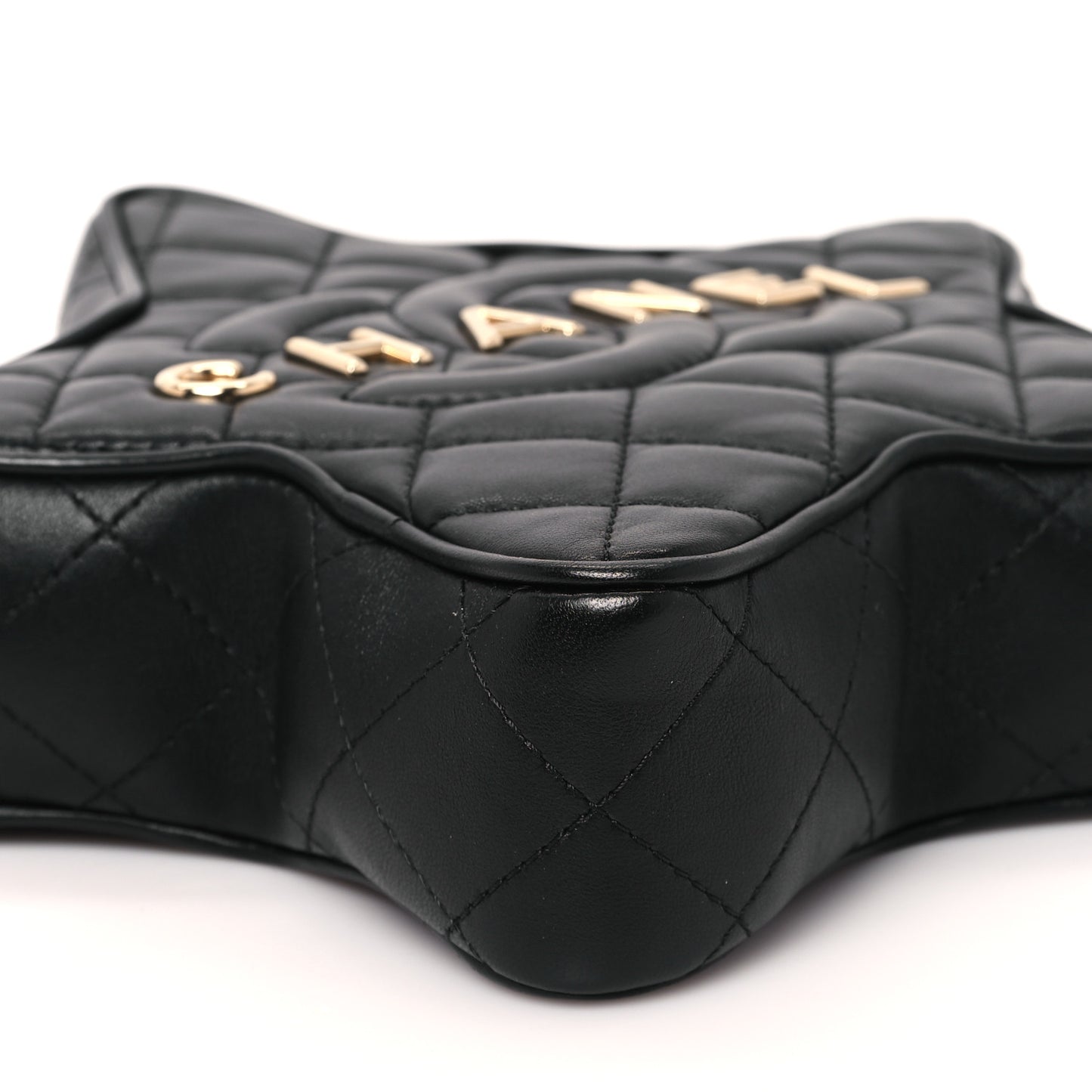Lambskin Quilted Walk of Fame Star Bag Black