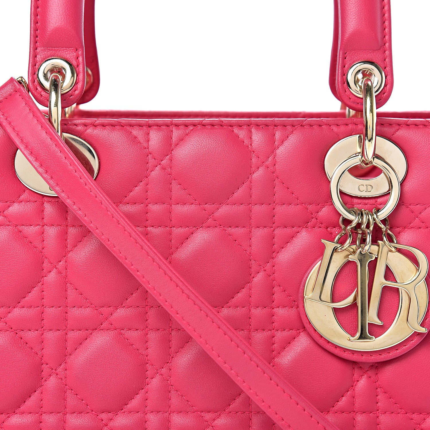 Christian Dior Lambskin Cannage Medium Lady Dior Fuchsia 7 of 10