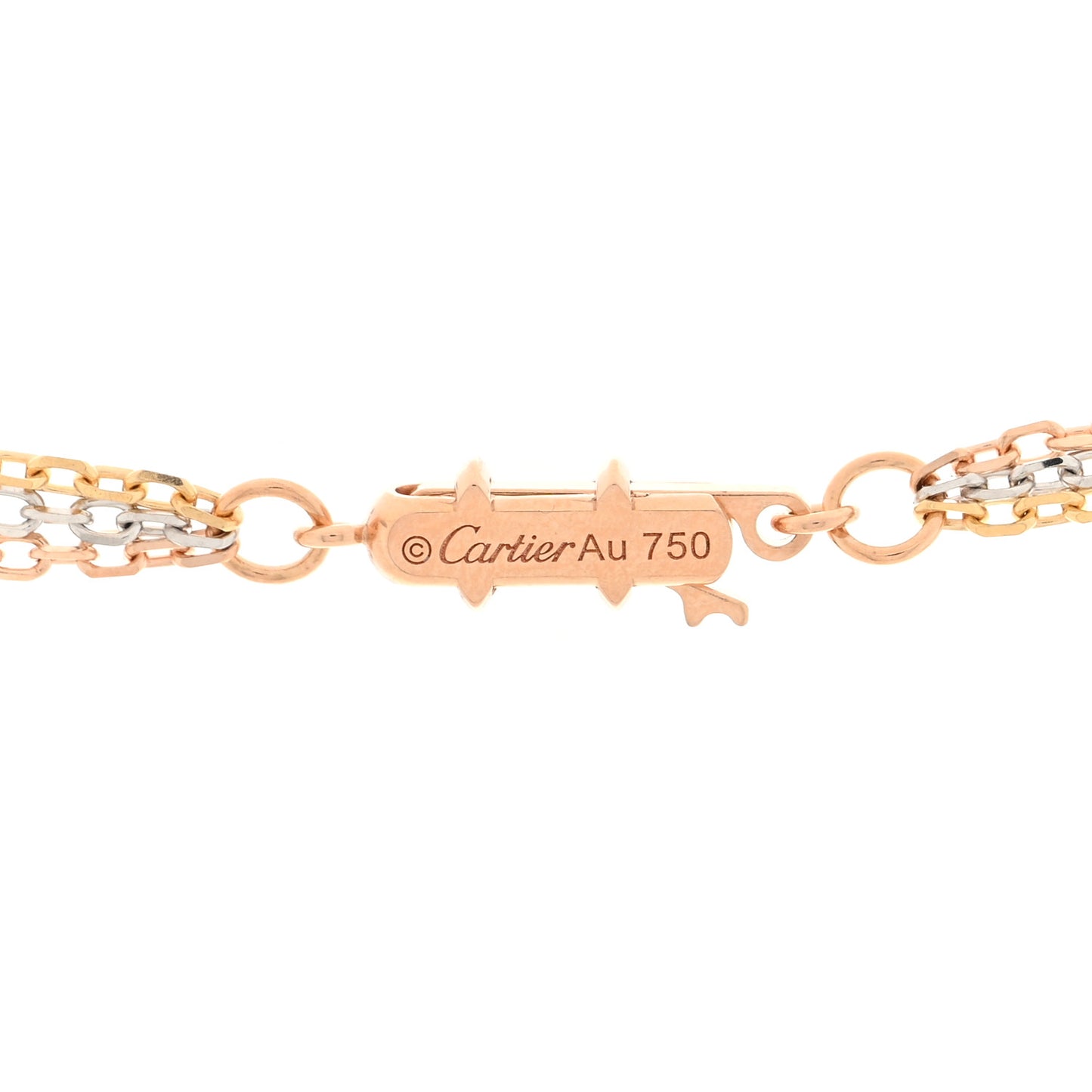 18K Pink Yellow White Gold Three Chain Necklace