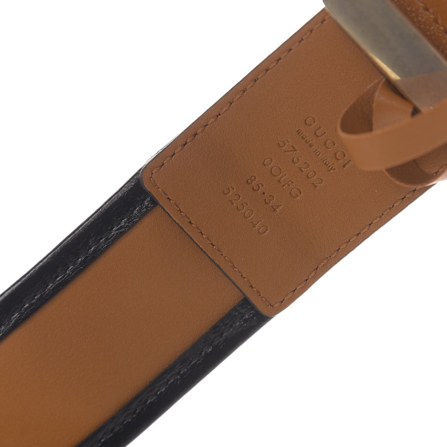 Azalea Calfskin Matelasse Diagonal Torchon Double G 40mm Belt 85 34 Cognac Black
