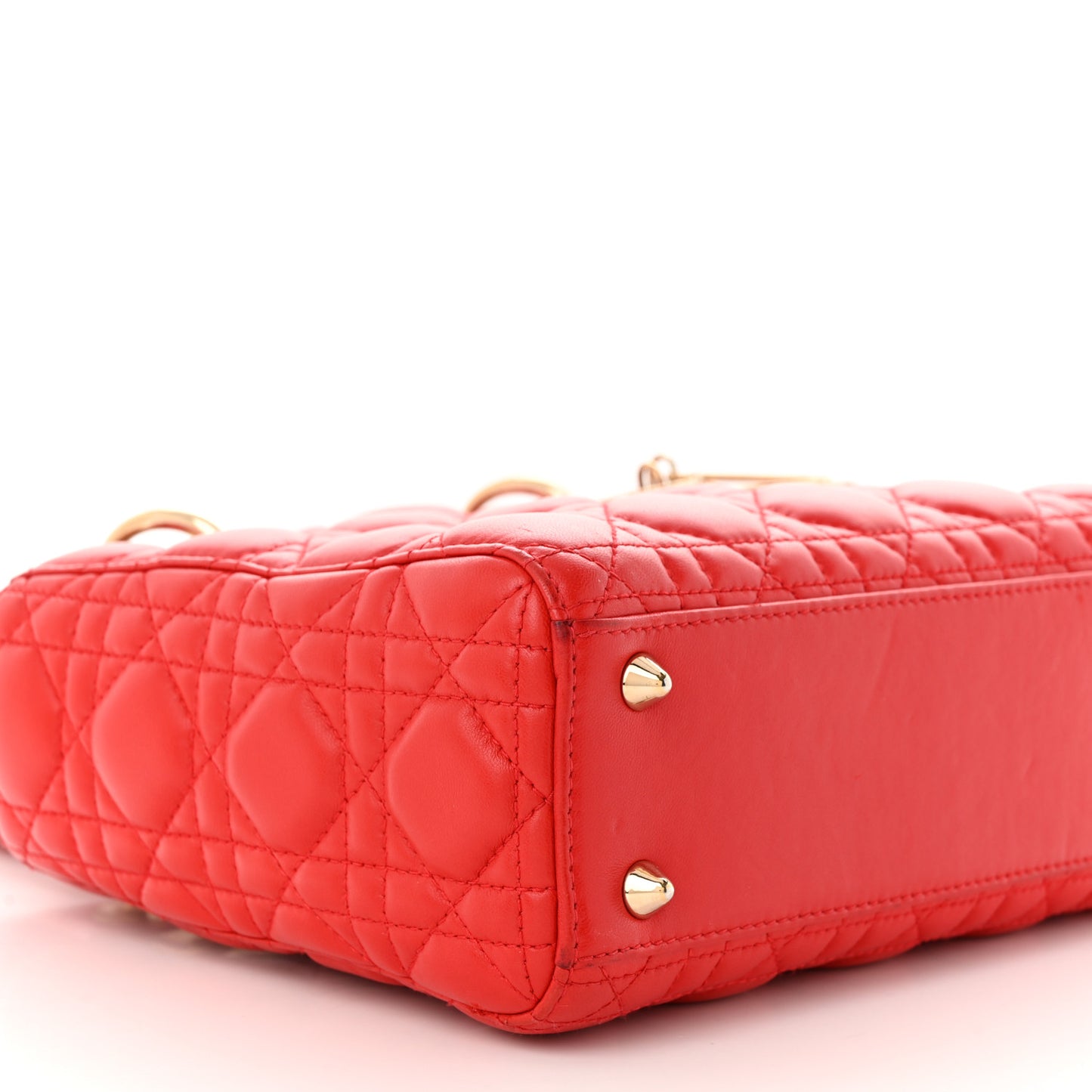 Lambskin Cannage Small Lucky Badges My Lady Dior Red
