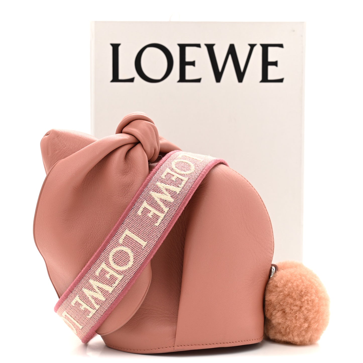 Calfskin Shearling Small Bunny Shoulder Bag Peach Bloom