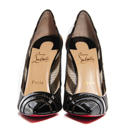 Christian Louboutin Patent Calf Mesh Bandy 100 Pumps Leopard 39 2 of 6