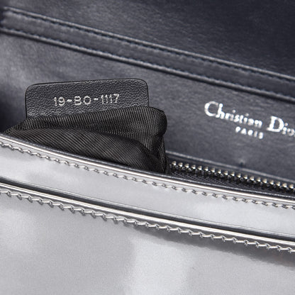 Christian Dior Metallic Patent Micro-Cannage Diorama Wallet on Chain Pouch Silver 7 of 8