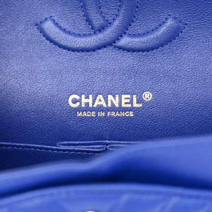 Chanel Lambskin Chevron Quilted Medium Double Flap Blue 6 of 15