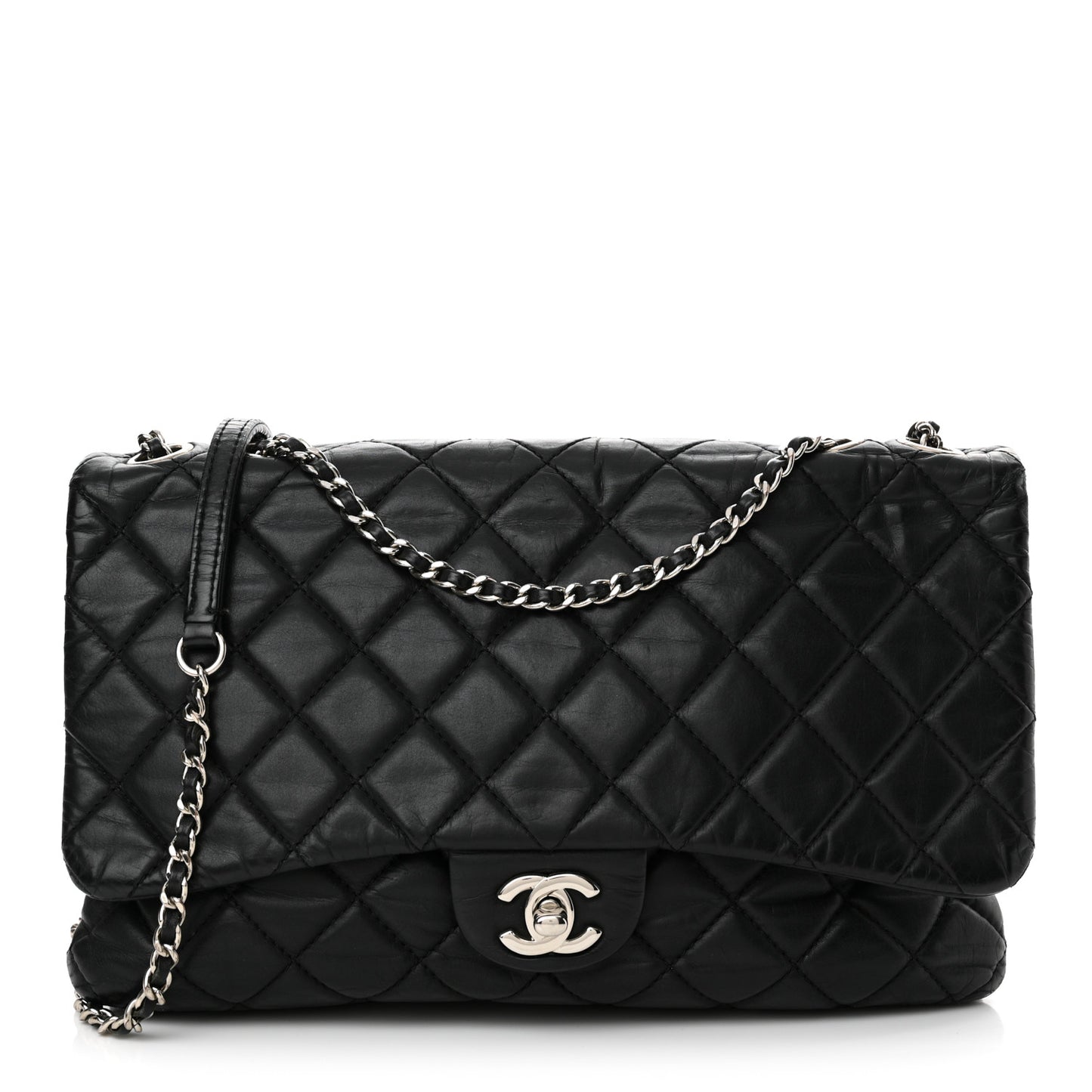 Lambskin Quilted Jumbo Chanel 3 Flap Black