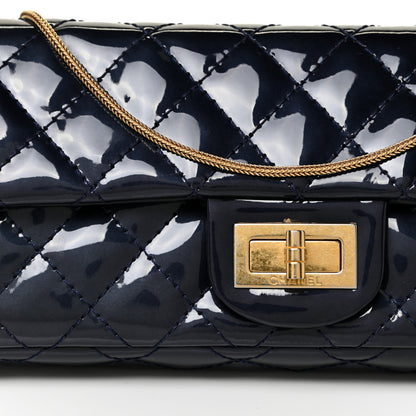 Chanel Patent Quilted 2.55 Reissue East West Clutch Navy Blue 8 of 14