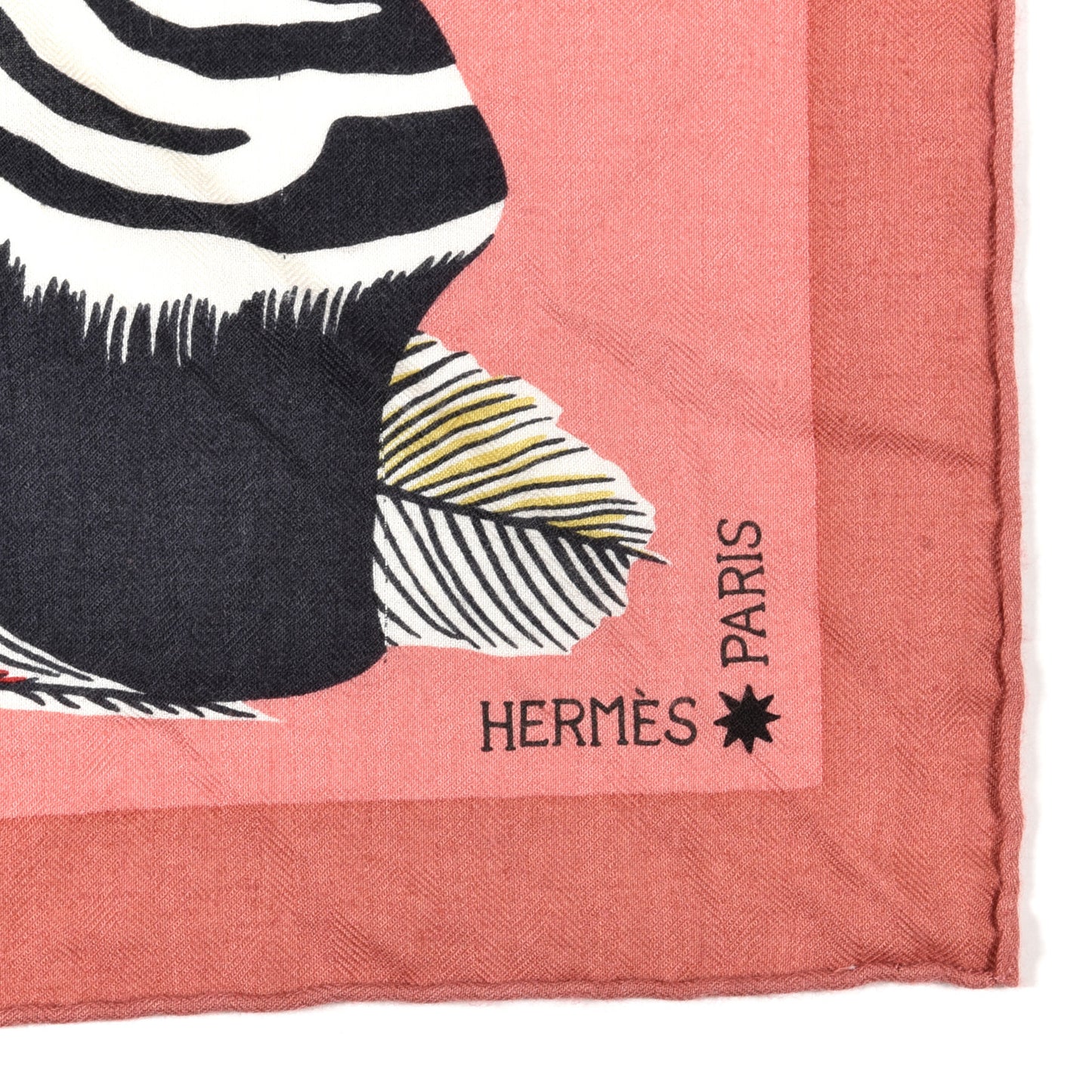 Cashmere Zebra Pegasus Pointe Triangle Scarf Vieux Rose Black White