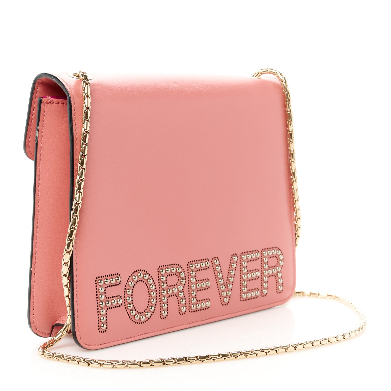 Bulgari Nappa Embellished Serpenti Forever Crossbody Pink 3 of 10