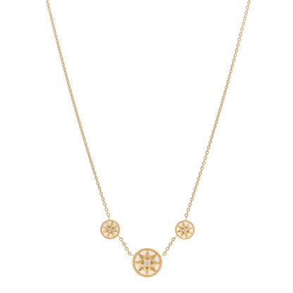 Christian Dior 18K Yellow Gold Diamond Mother of Pearl Rose Des Vents 3-Station Necklace 1 of 7