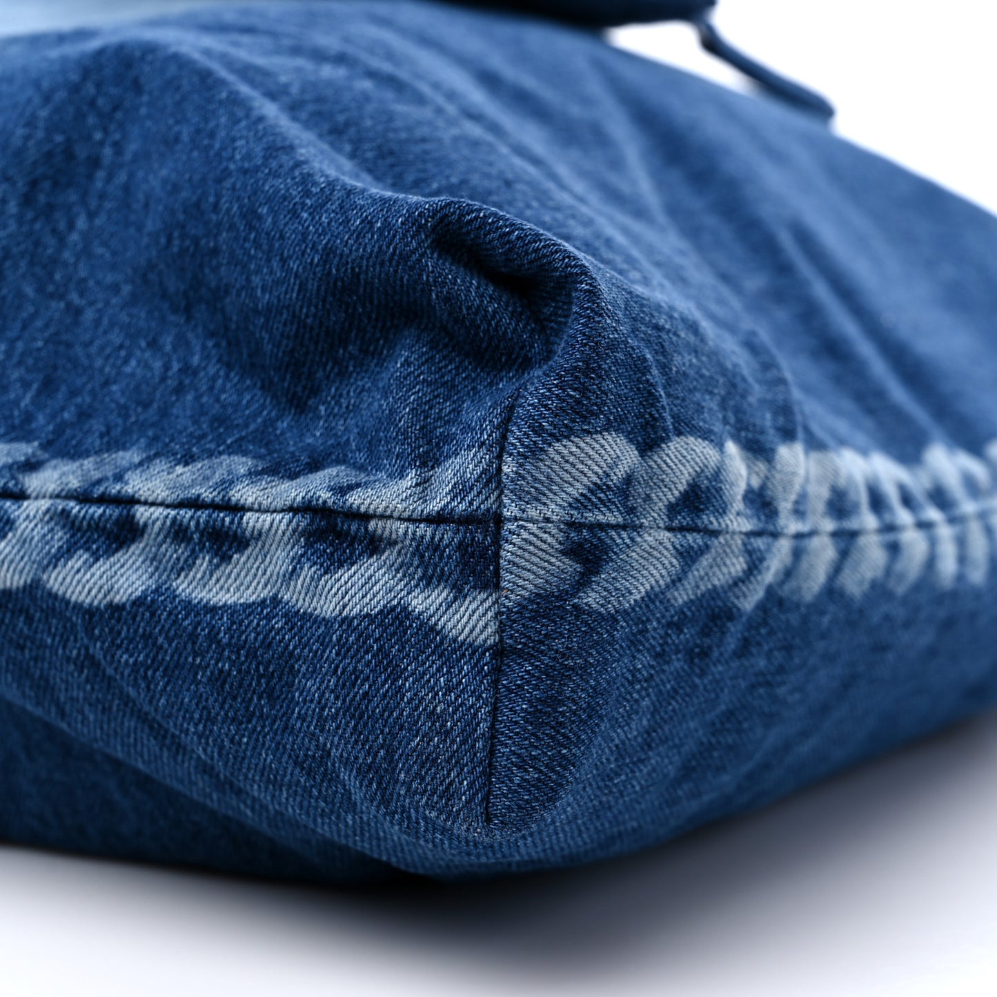 Denim Printed Shopping Bag Blue