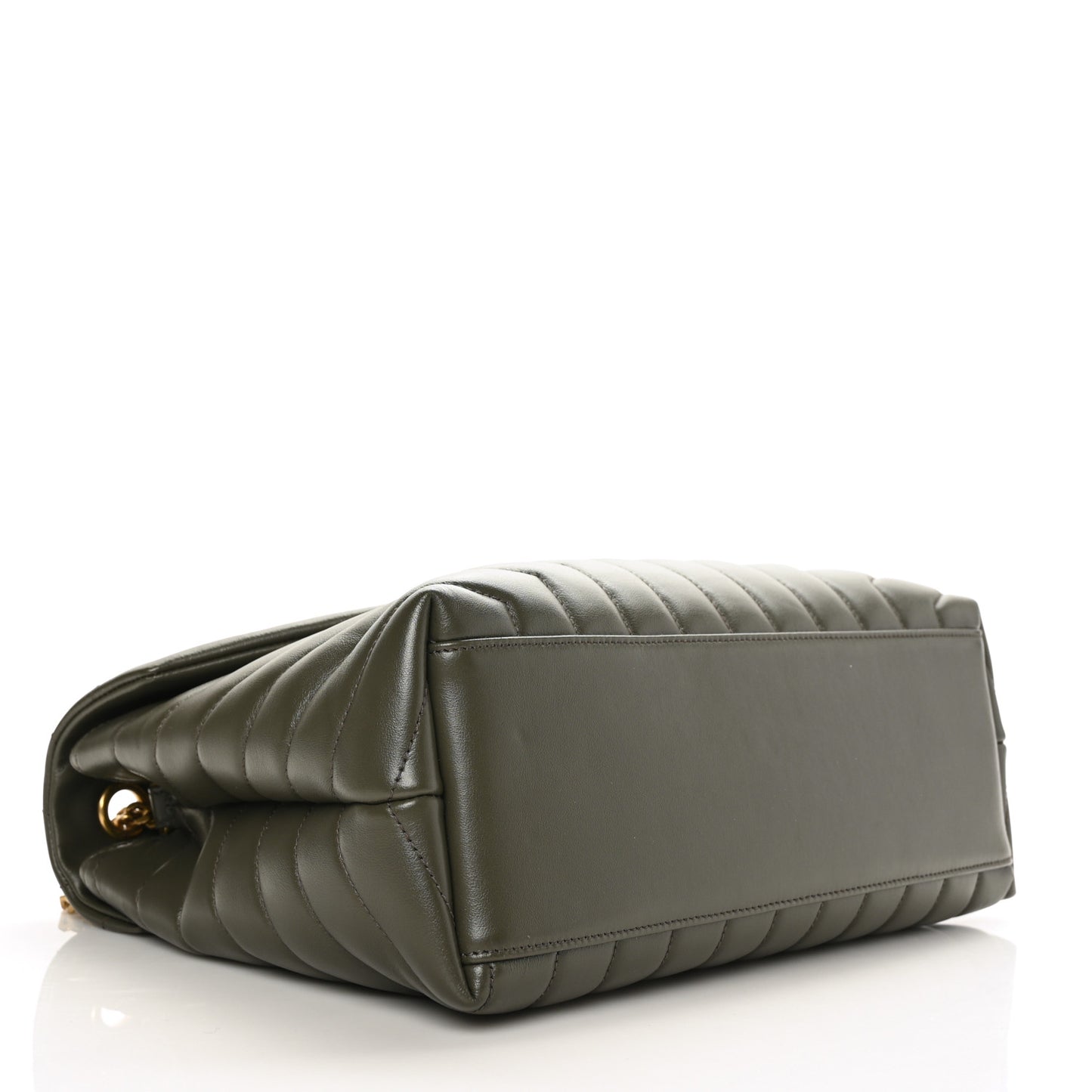 Calfskin Y Quilted Monogram Medium Loulou Chain Satchel Military Olive