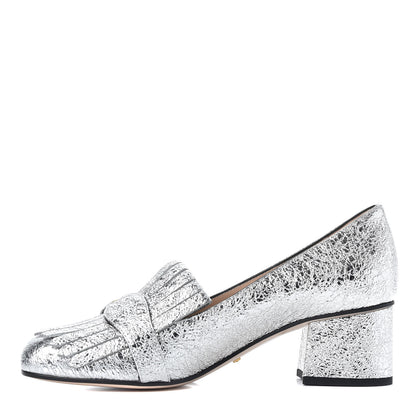 Gucci Galassia GG Marmont Fringe 50mm Loafer Pumps 36.5 Argento 1 of 11