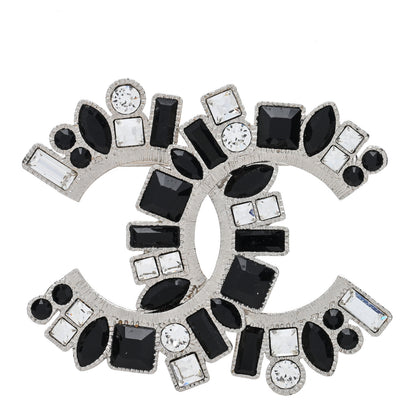 Chanel Baguette Crystal CC Brooch Black Silver 1 of 3
