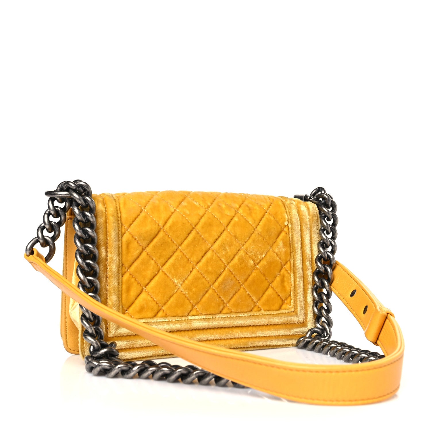 Chanel Velvet Quilted Small Boy Flap Yellow 3 of 10
