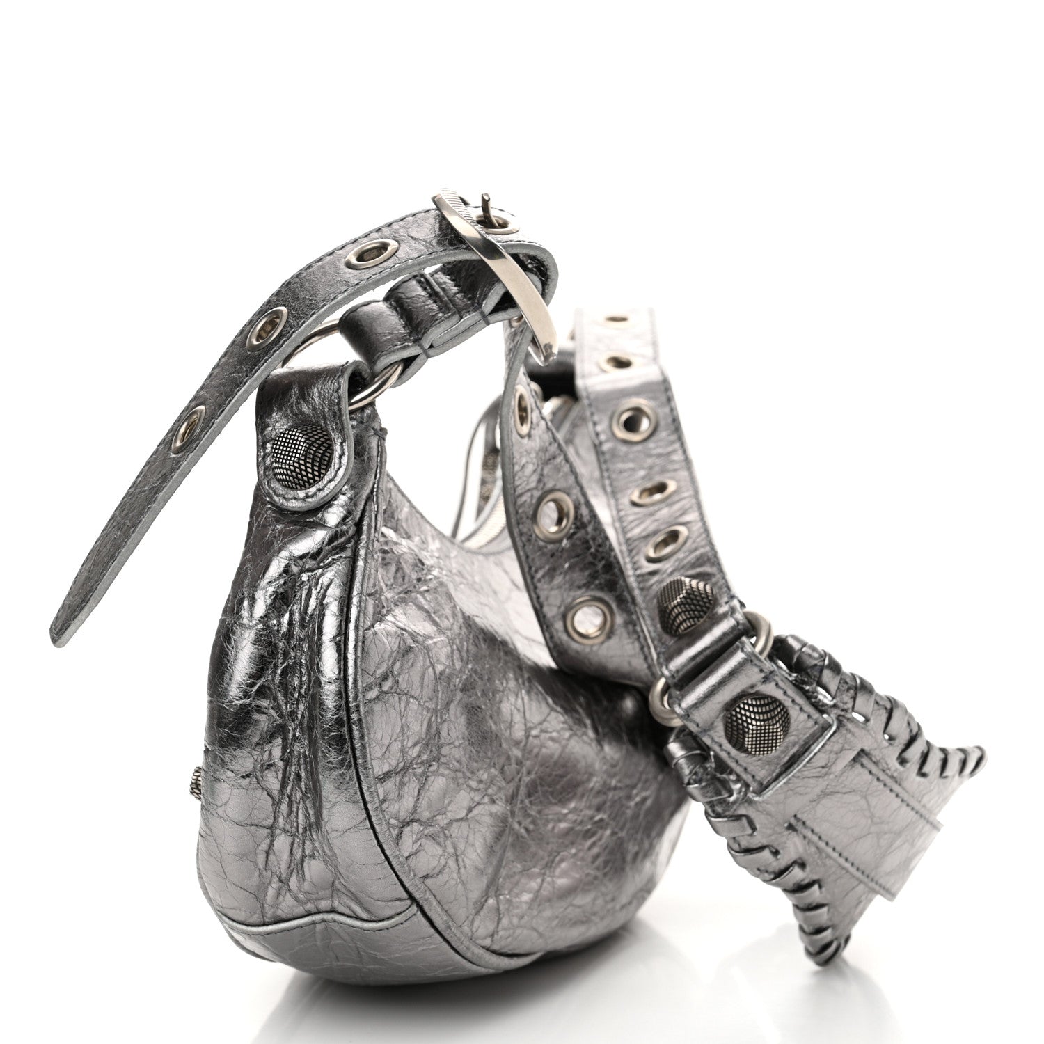 Balenciaga Metallic Agneau Arena Le Cagole Shoulder Bag XS Silver 4 of 11
