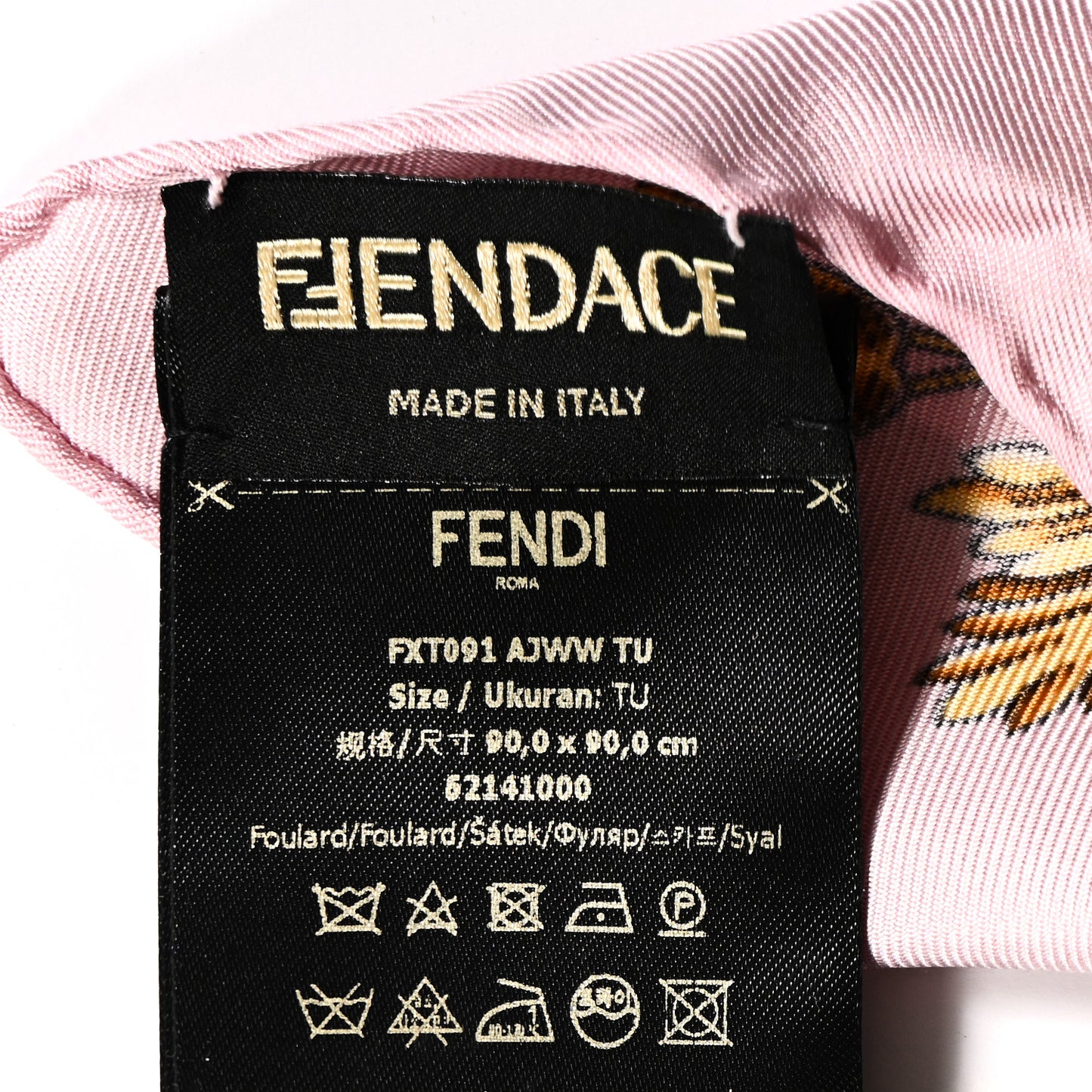 X VERSACE Silk FF Baroque Fendace Scarf Rosa Tabacco