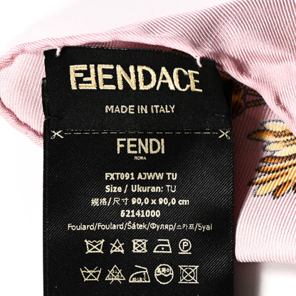Fendi X VERSACE Silk FF Baroque Fendace Scarf Rosa Tabacco 3 of 4