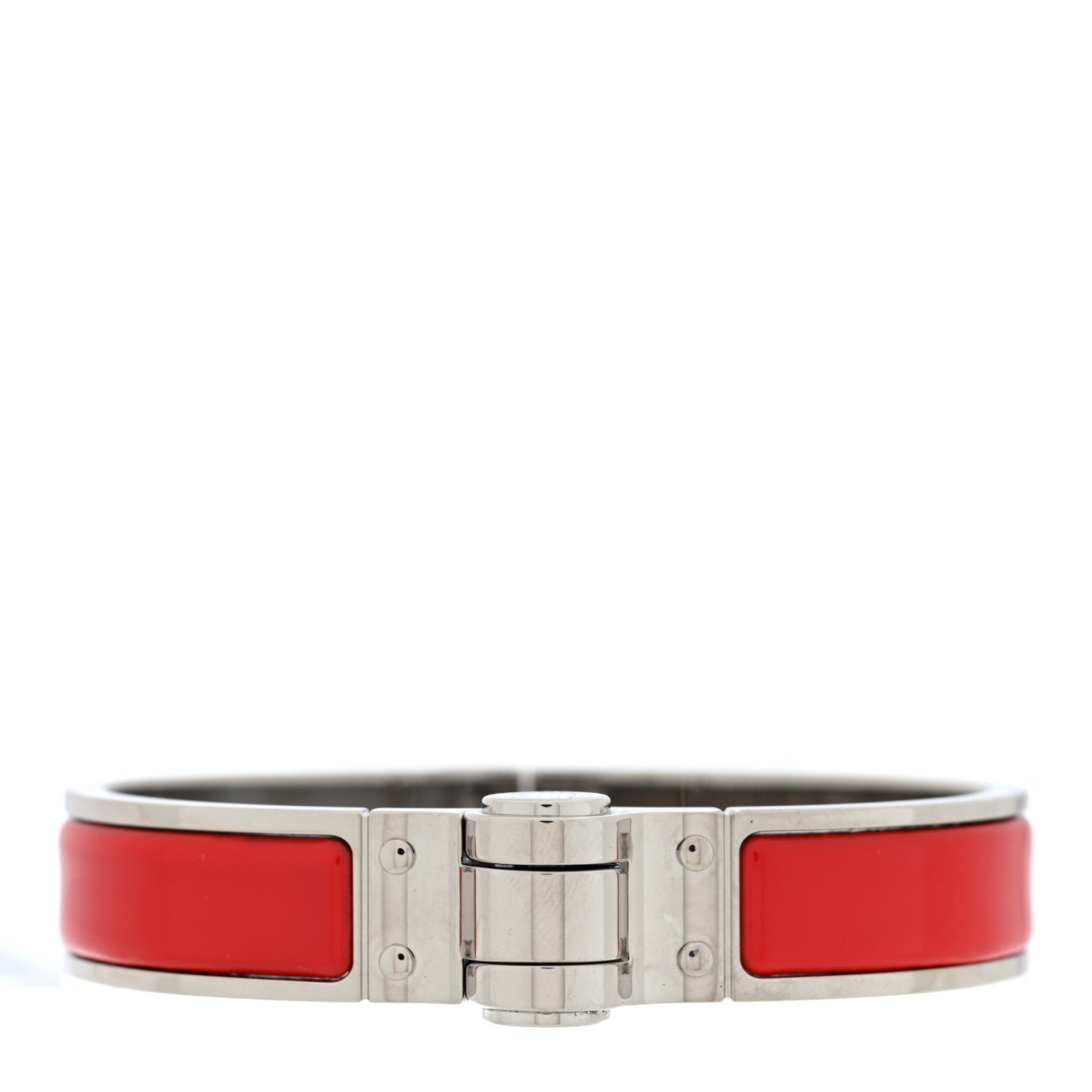 Hermes Enamel Charniere Uni Narrow Hinged Bracelet S Rouge Vif 1 of 4