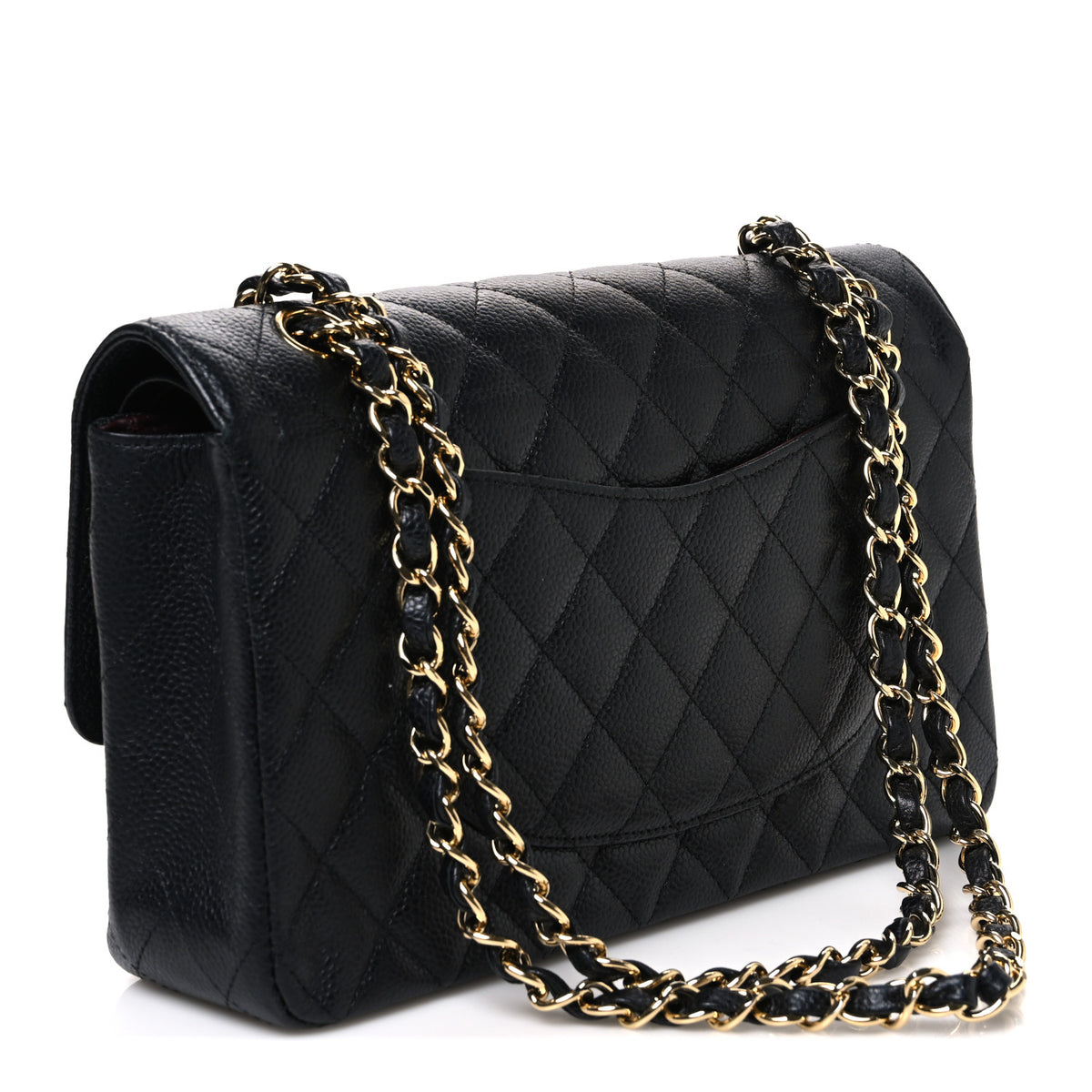 Caviar Quilted Medium Double Flap Black
