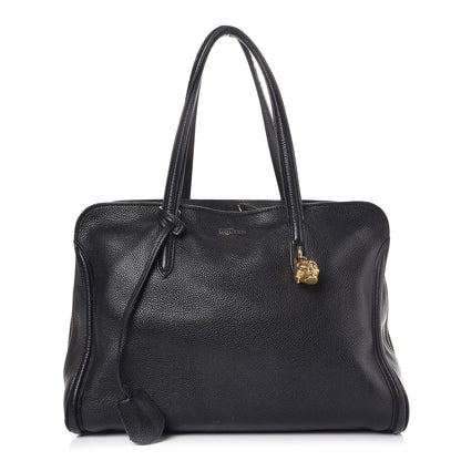 Alexander McQueen Pebbled Calfskin Large Skull Padlock Zip Around Tote Black 1 of 19