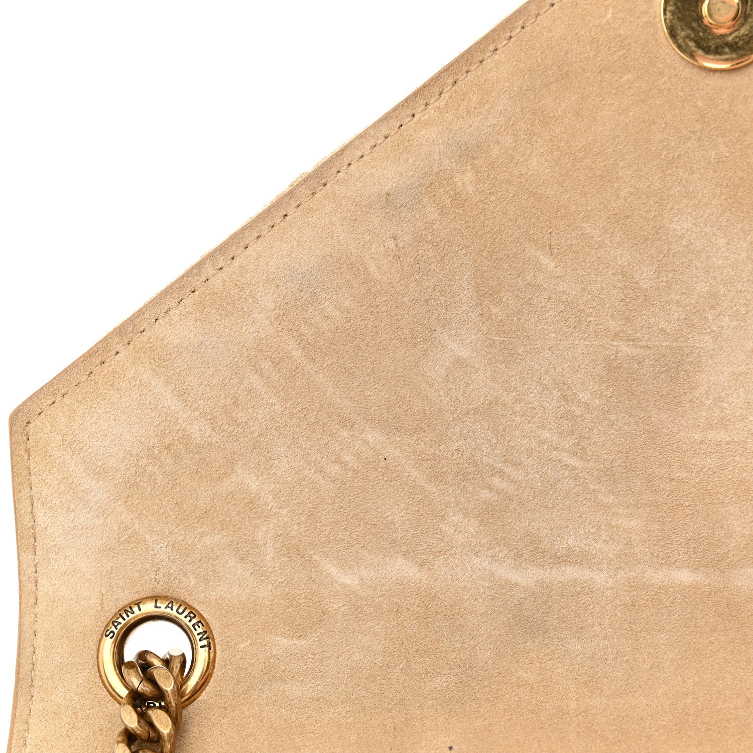 Saint Laurent Suede Mixed Matelasse Triquilt Medium Monogram Envelope Satchel Sea Salt 13 of 17