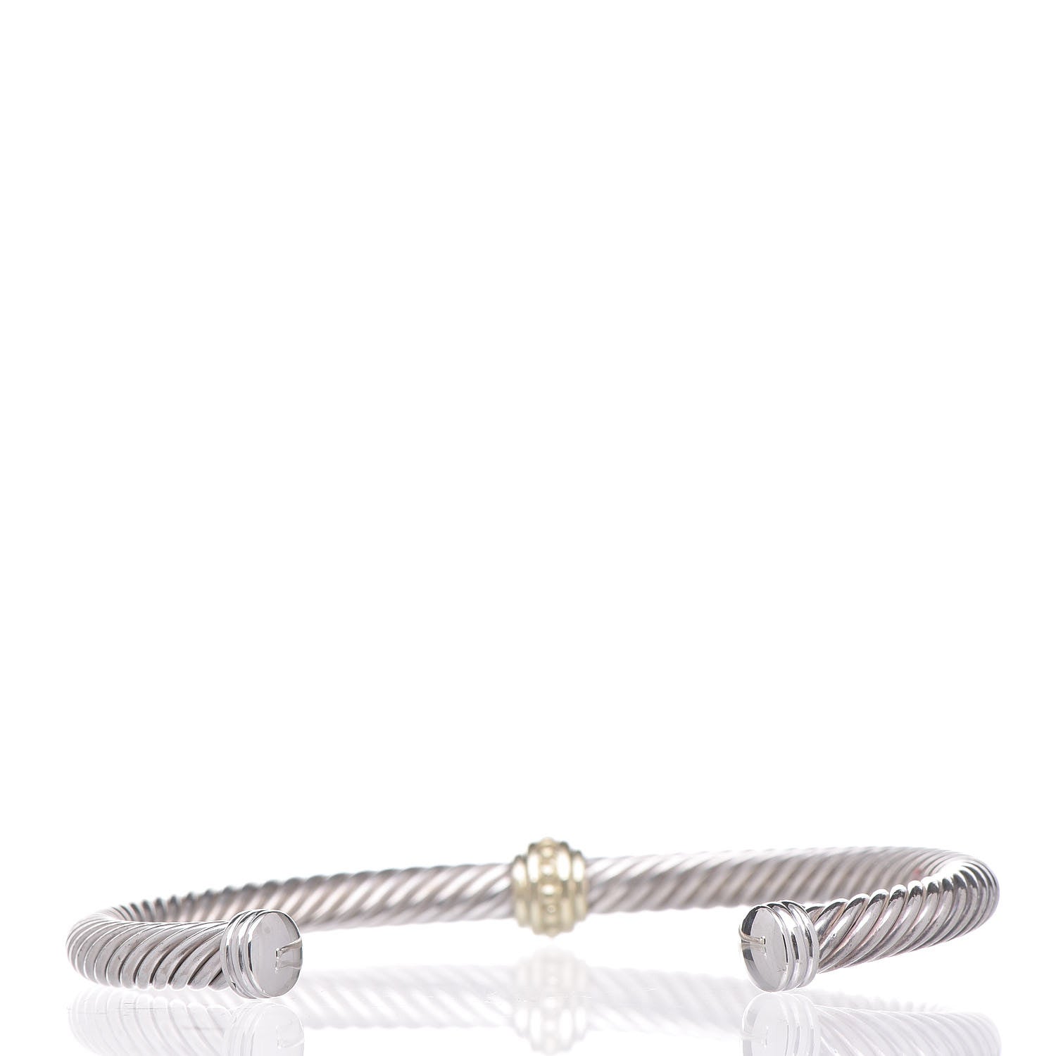 David Yurman Sterling Silver 14K Yellow Gold 5mm Cable Classics Single Station Bracelet 3 of 5