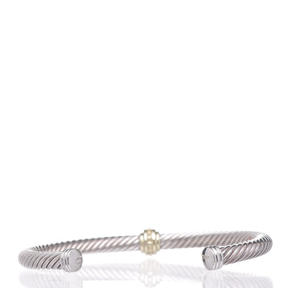 David Yurman Sterling Silver 14K Yellow Gold 5mm Cable Classics Single Station Bracelet 3 of 5