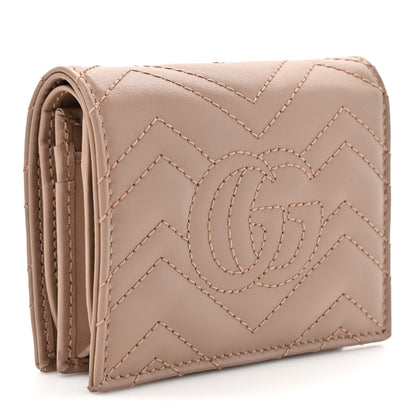 Gucci Calfskin Matelasse GG Marmont Card Case Wallet Porcelain Rose 3 of 10