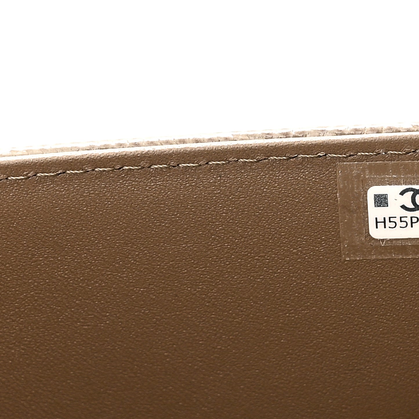 Calfskin Lizard Embossed Top Handle Long Clutch With Chain Dark Khaki