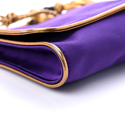 Gucci Satin Malika Clutch Purple Gold 7 of 9
