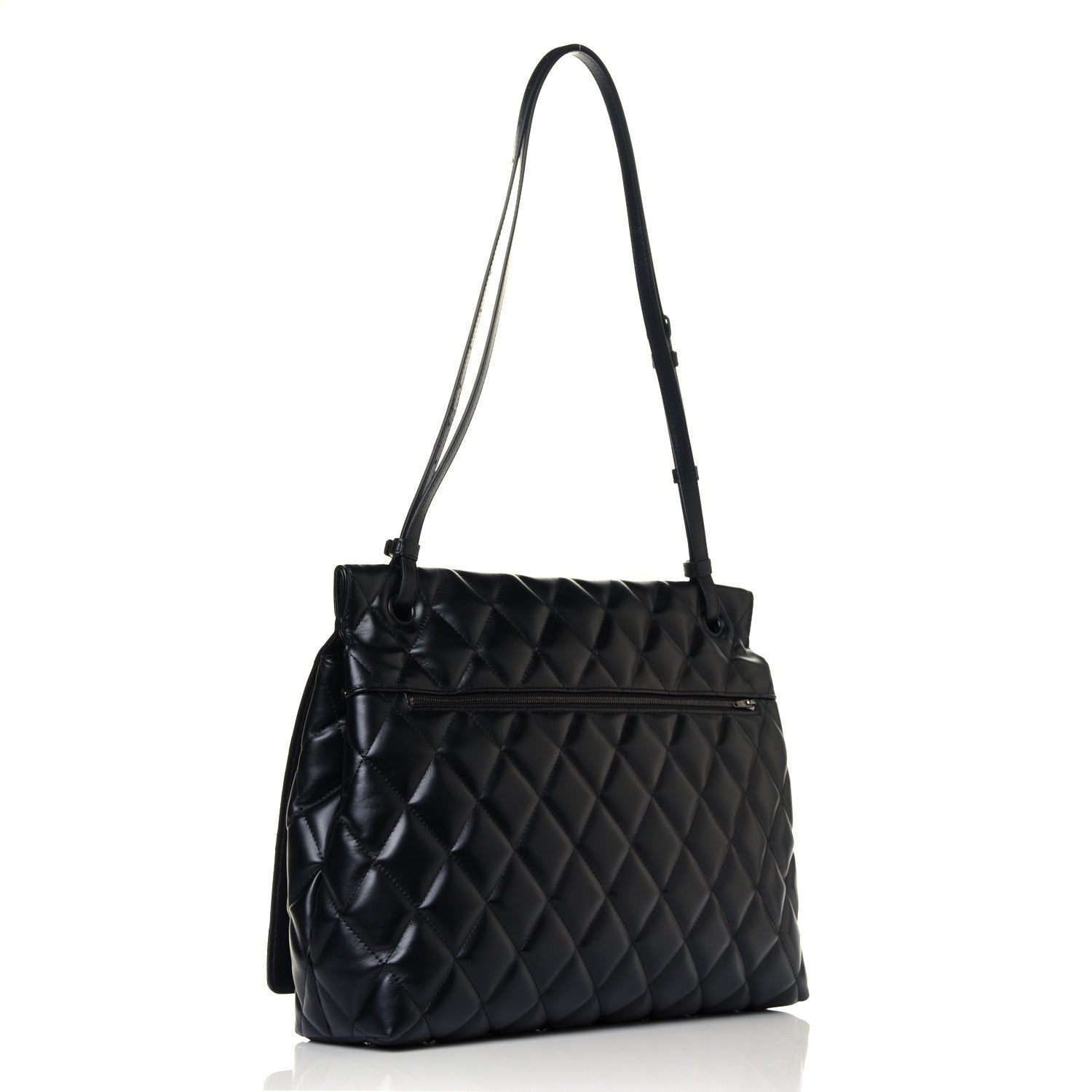 Balenciaga Nappa Calfskin Quilted Large Touch B Shoulder Bag Black 4 of 16