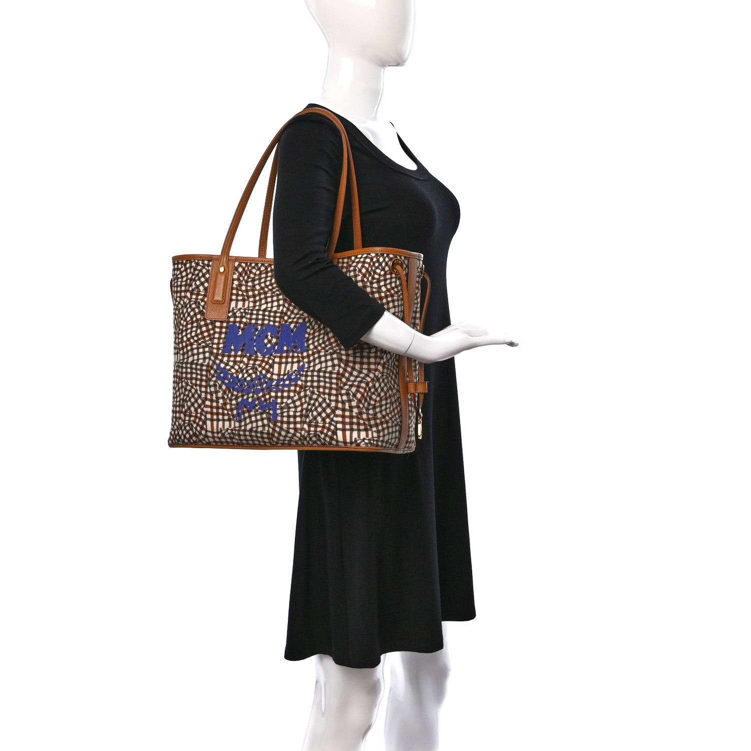 MCM Visetos Medium Liz Reversible Shopper Tote Cognac 2 of 16