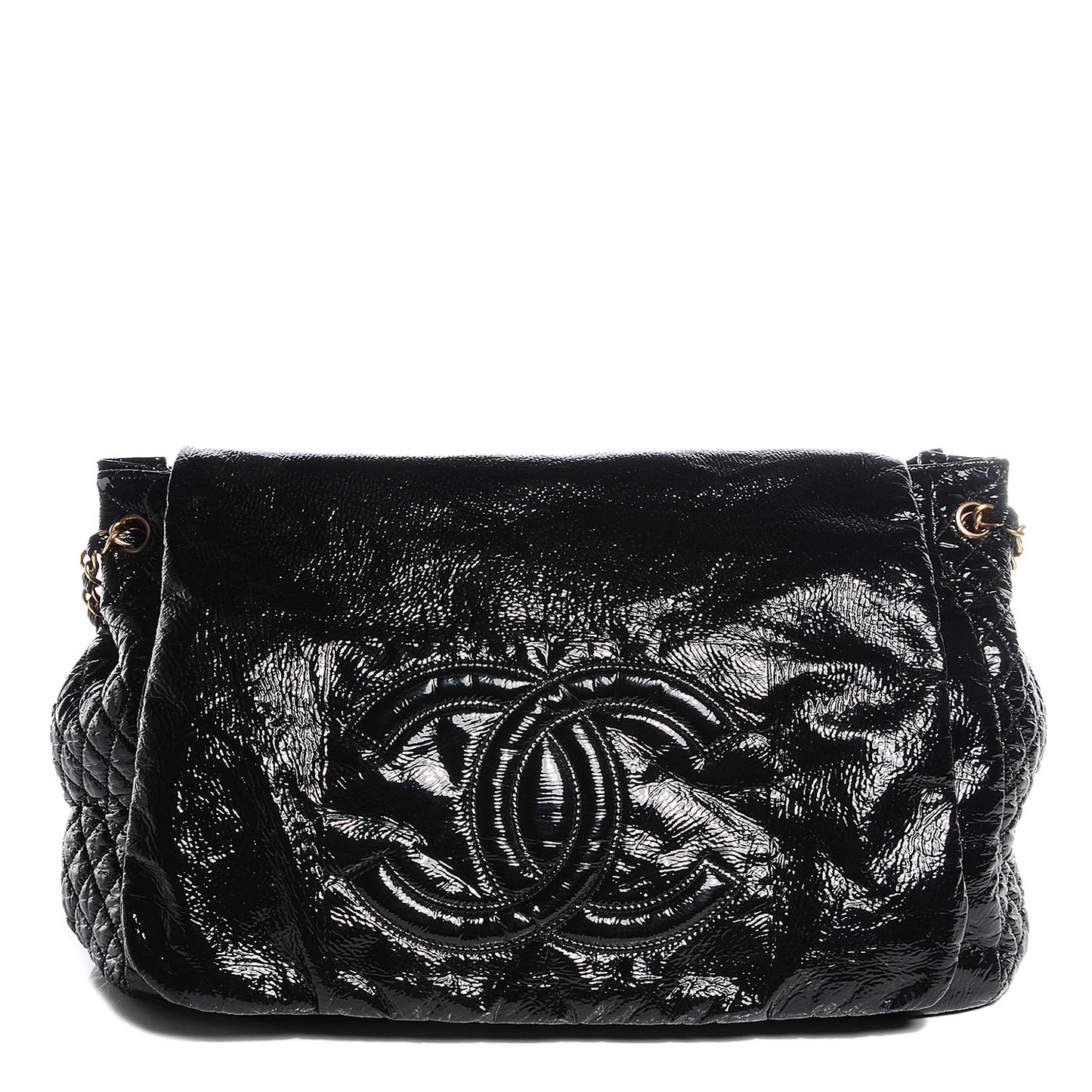 Vinyl Rock and Chain Large Flap Black
