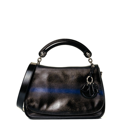 Christian Dior Grained Calfskin Stripe Dune Flap Black 2 of 13