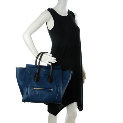 Celine Smooth Calfskin Mini Bi-Color Luggage Ocean Blue 2 of 7