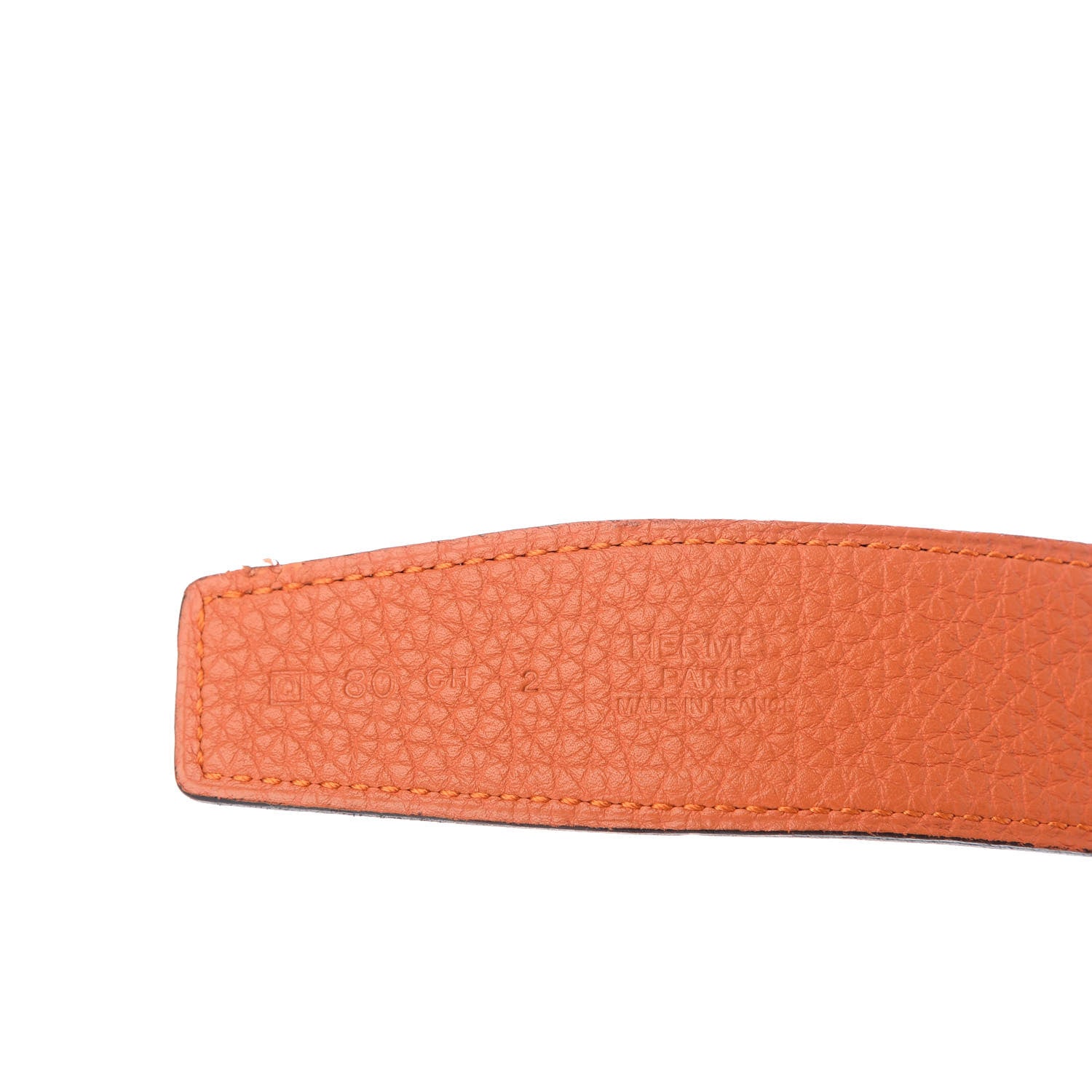 Hermes Box Togo 32mm Guilloche H Belt 80 Chocolate Orange 3 of 6