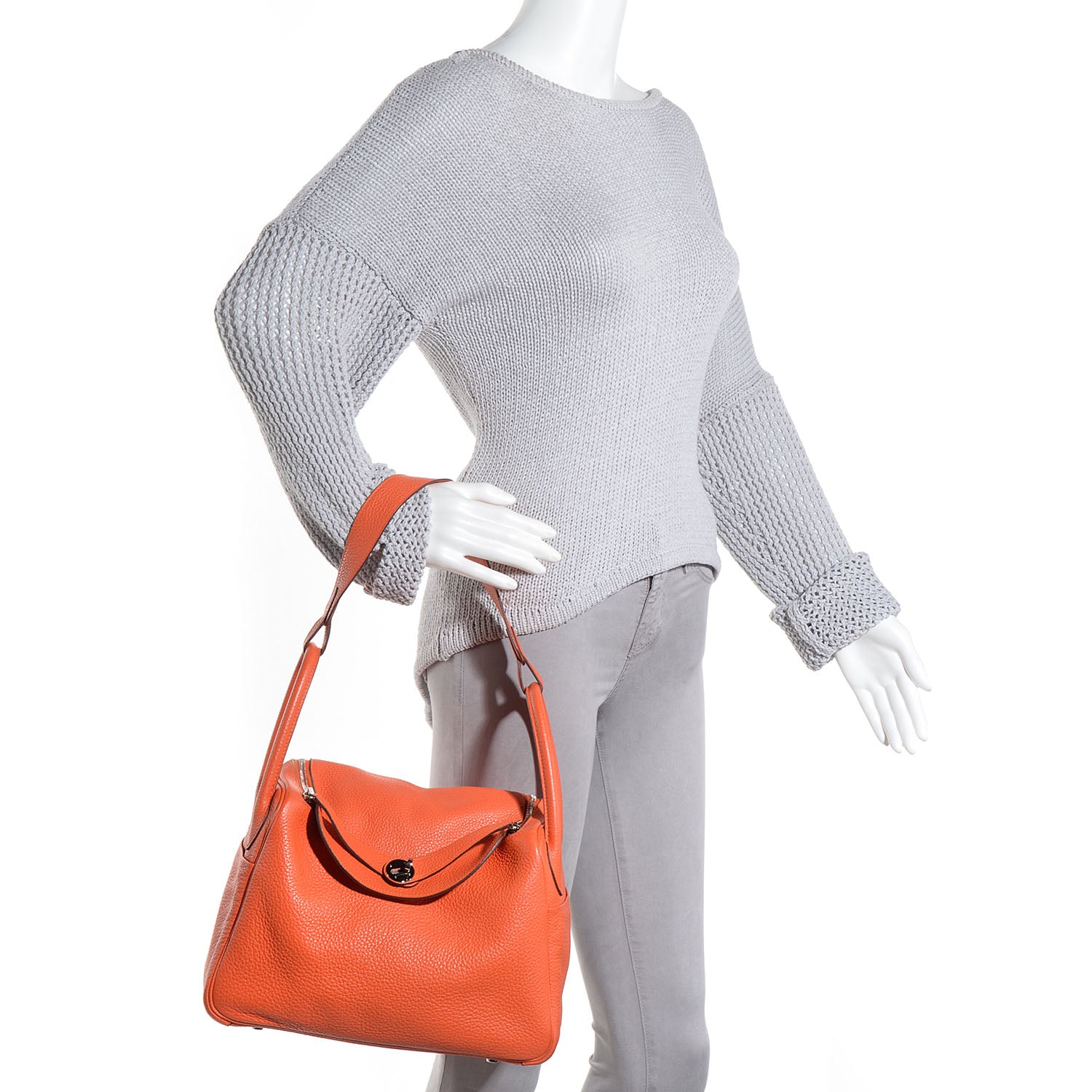 Hermes Taurillon Clemence Lindy 30 Orange 2 of 14