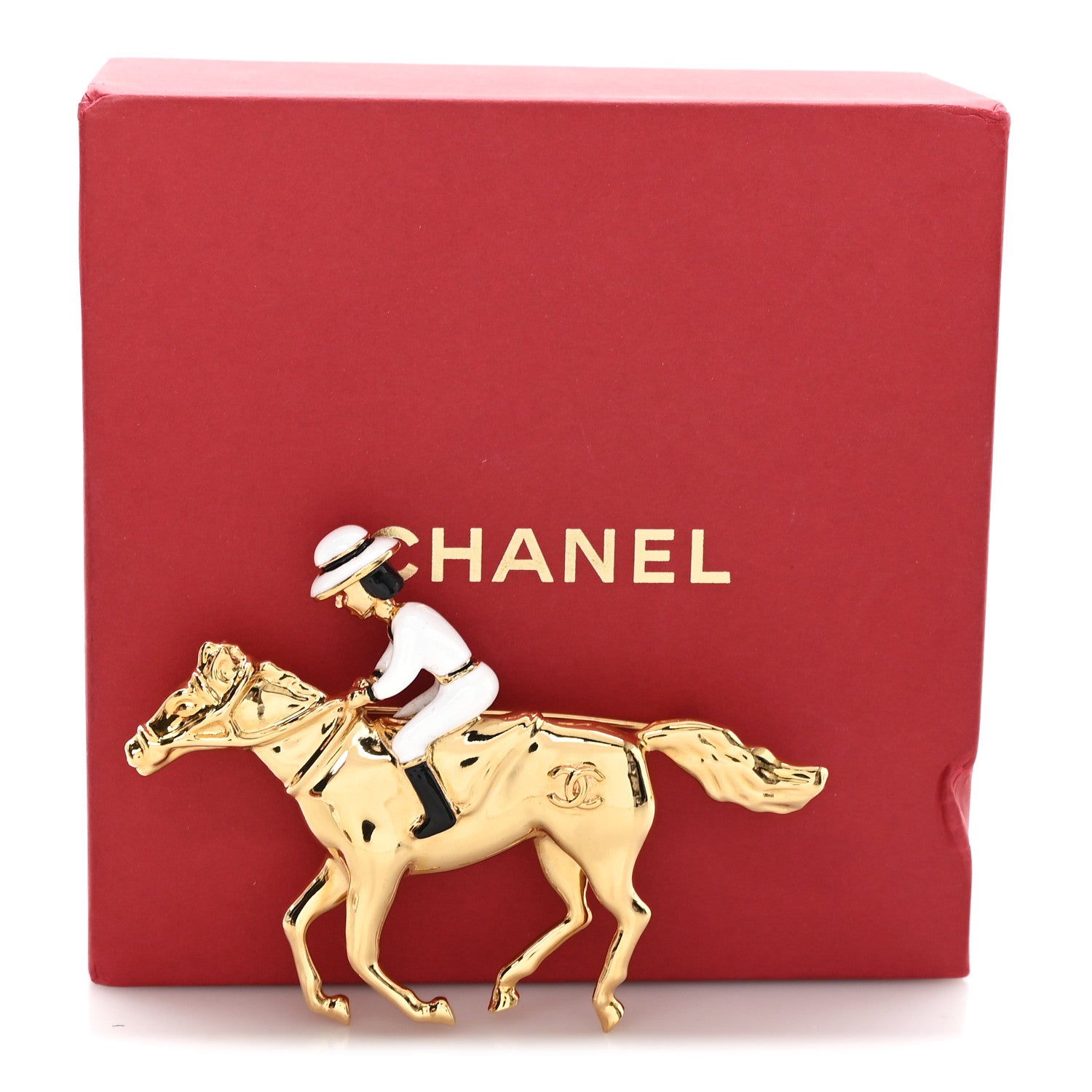 Chanel Metal Enamel Lunar New Year Horse CC Brooch Gold 4 of 4