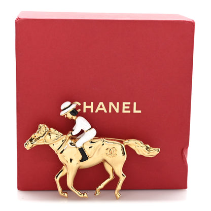 Chanel Metal Enamel Lunar New Year Horse CC Brooch Gold 4 of 4